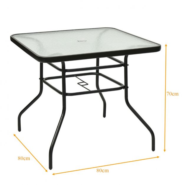 Rectangle Metal Coffee Table with Tempered Glass Top for Patio
