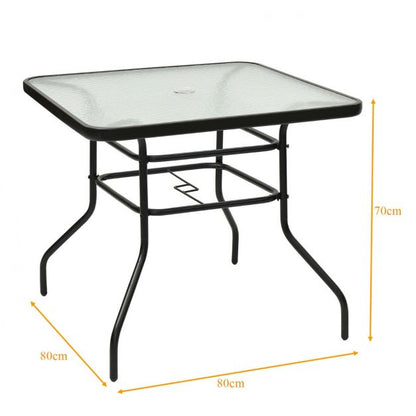 Rectangle Metal Coffee Table with Tempered Glass Top for Patio