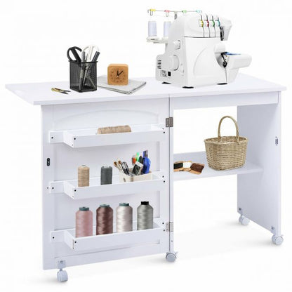 2-In-1 Multifunctional Sewing Machine Cart Table with Lockable Casters