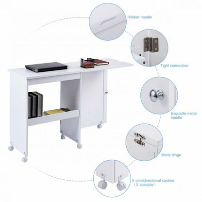 2-In-1 Multifunctional Sewing Machine Cart Table with Lockable Casters