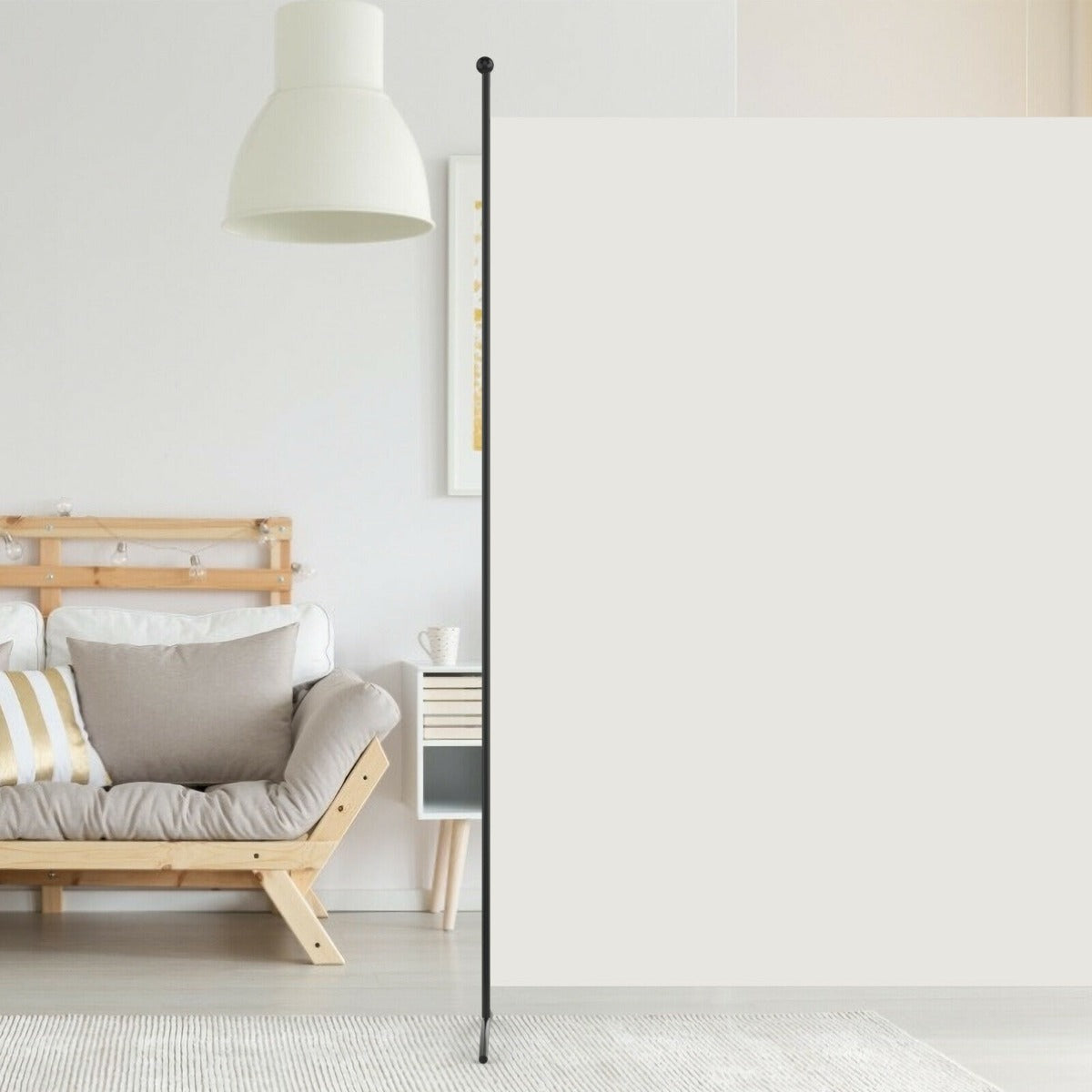 Single Panel Room Divider with Curved Support Feet-White