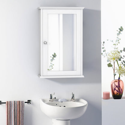 Bathroom Medicine Cabinet with Mirror and Adjustable Shelf-White