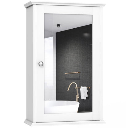 Bathroom Medicine Cabinet with Mirror and Adjustable Shelf-White