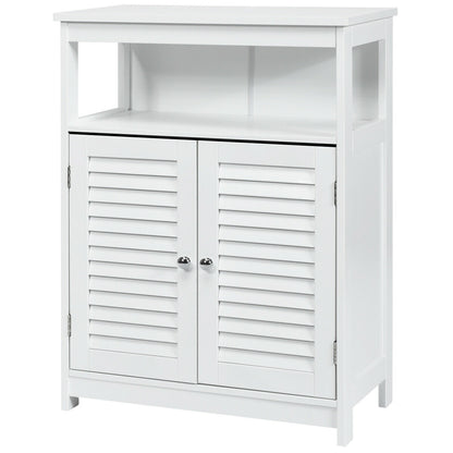 Bathroom Floor Cabinet with Double Shutter Door and Adjustable Shelf-White