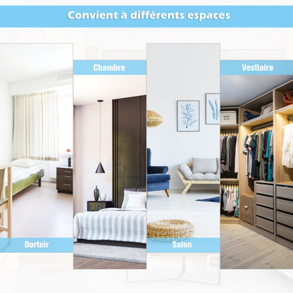 Full Length Wall-Mounted Mirror with Height Adjusting Hooks-White