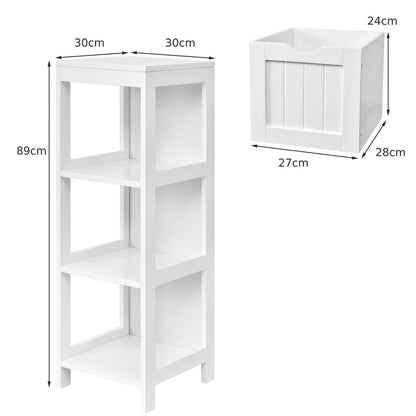 Bathroom Storage Cabinet with 2 Removable Drawers and Open Shelf-White