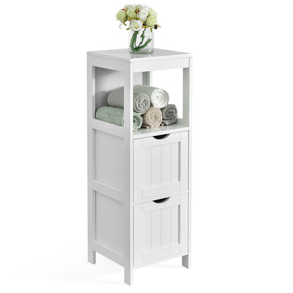 Bathroom Storage Cabinet with 2 Removable Drawers and Open Shelf-White
