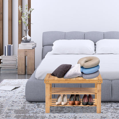 3-Tier Bamboo Shoe Bench for Entryway-Natural
