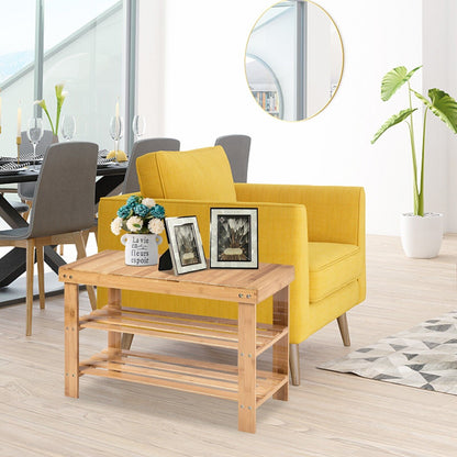 3-Tier Bamboo Shoe Bench for Entryway-Natural