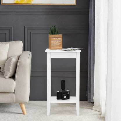 Narrow Sofa Side Table with Storage Shelf for Living Room
