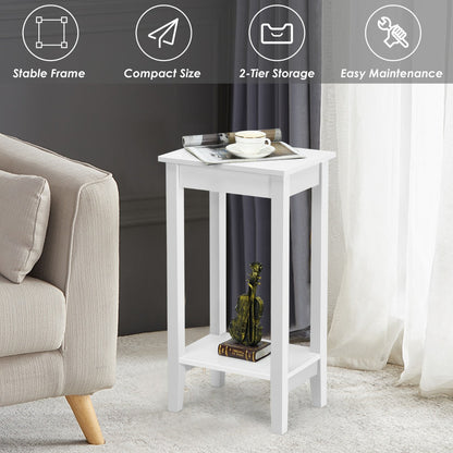 Narrow Sofa Side Table with Storage Shelf for Living Room