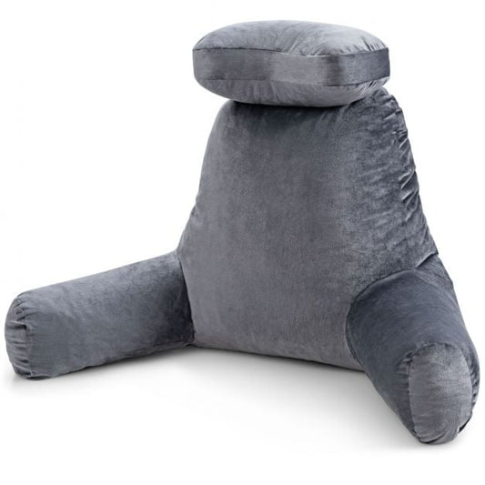 Reading Pillow TV Bed Rest Memory Foam with Arms Rests Neck Roll Back Support