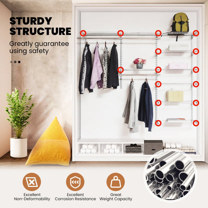 Custom Closet Organizer Kit with Cloth Rods for Bedroom
