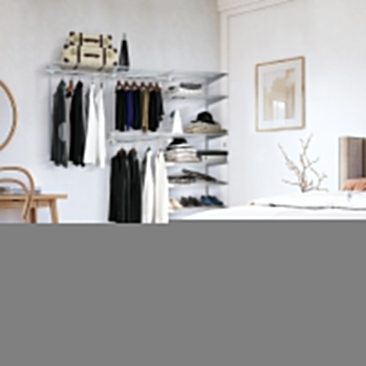 Custom Closet Organizer Kit with Cloth Rods for Bedroom