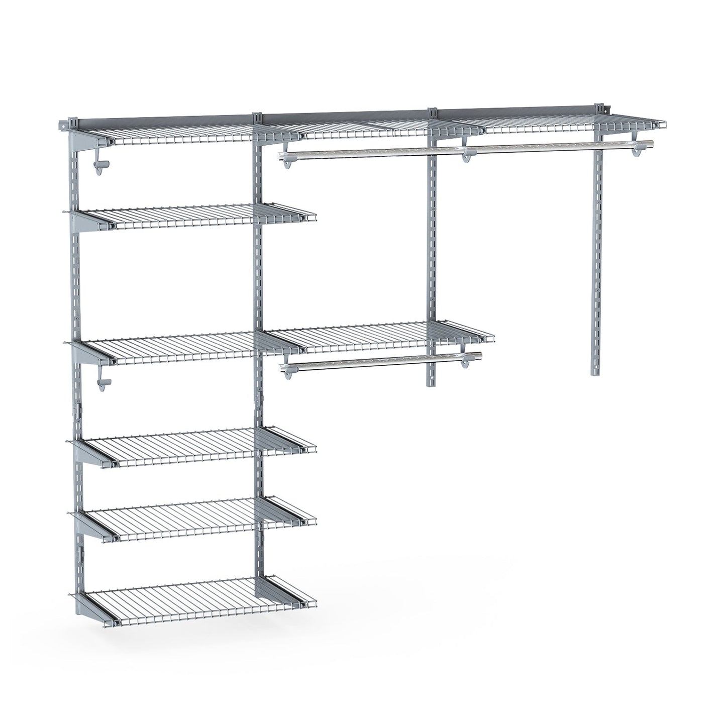 Custom Closet Organizer Kit with Cloth Rods for Bedroom