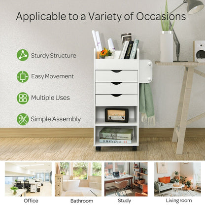 Craft Storage Cart with Mobile Drawers Shelves for Living Room