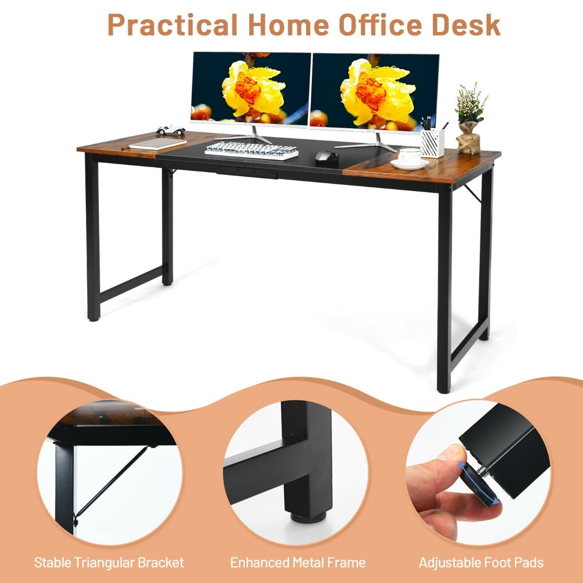 Large Modern Computer Desk for Home Office and Kitchen