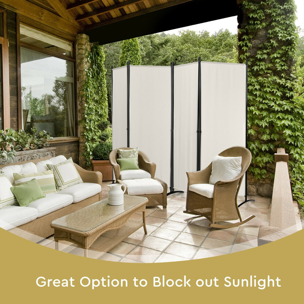4 Panel Wall Privacy Screen Protector for Home-White