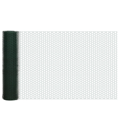PawHut 1m x 25m Siatka druciana dla kurczaków, składana, powlekana PVC, spawana, ogrodzenie ogrodowe, rolowana siatka dla drobiu, dla królików, kaczek, gęsi - ciemnozielona