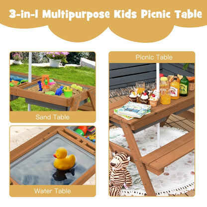Kids Picnic Table with Umbrella-Yellow &amp; Blue