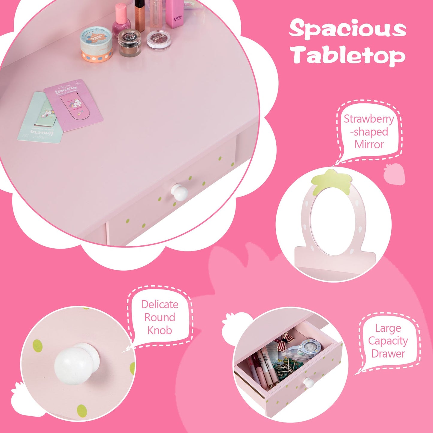 2-in-1 Children's Vanity Set with Stool for Kids