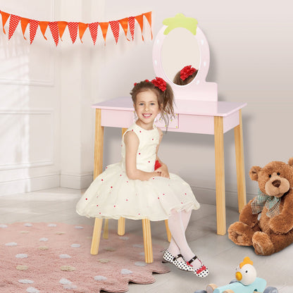 2-in-1 Children's Vanity Set with Stool for Kids