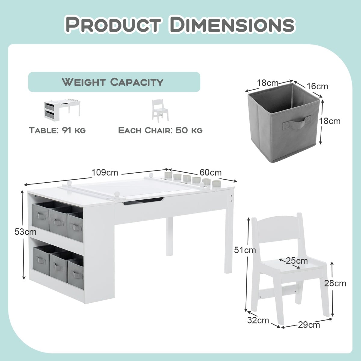 Maxi-Storage 2-in-1 Children's Art Table Set