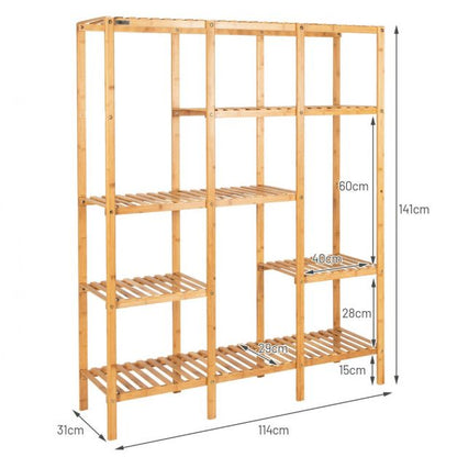 5-Tier Bamboo Plant Stand with 12 Potted Plant Shelf for Patio