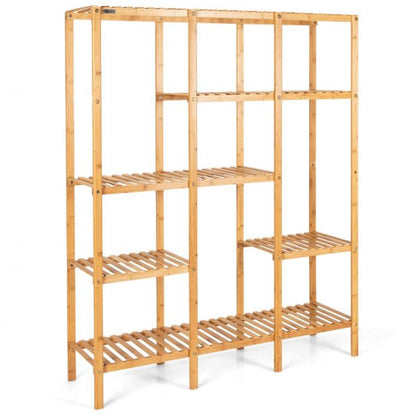 5-Tier Bamboo Plant Stand with 12 Potted Plant Shelf for Patio