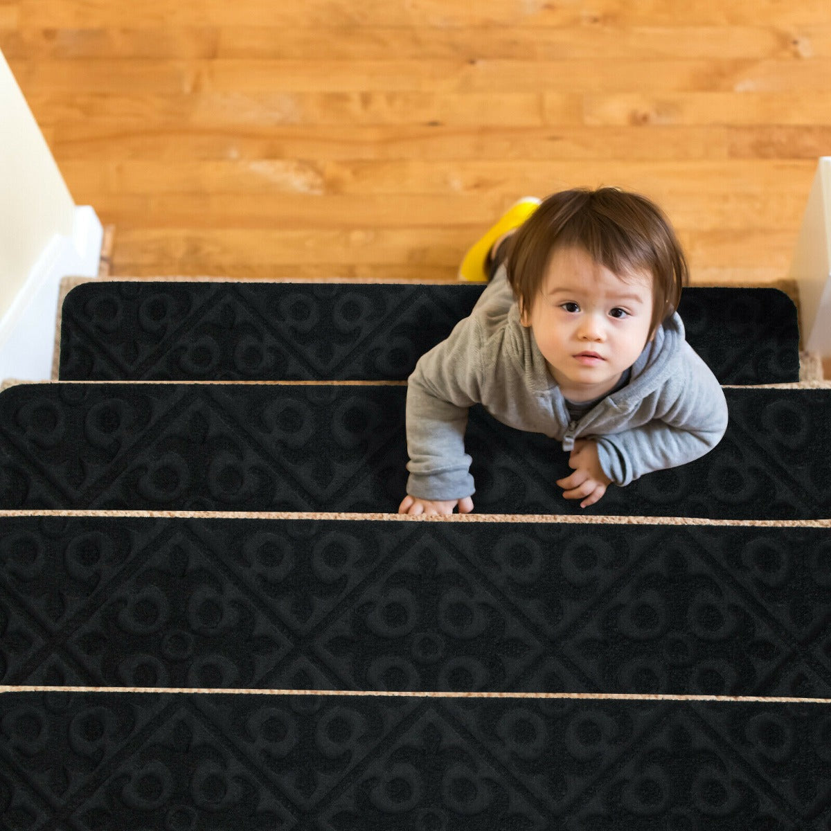 Non-Slip Stair Mats with Reusable Adhesive-Black