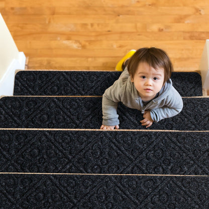 Non-Slip Stair Mats with Reusable Adhesive-Grey