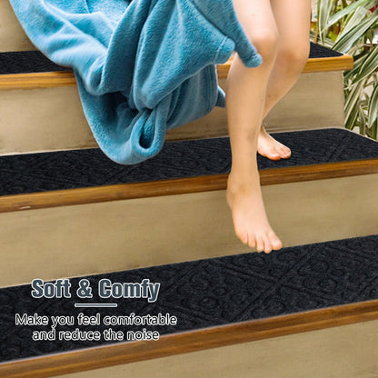 Non-Slip Stair Mats with Reusable Adhesive-Grey