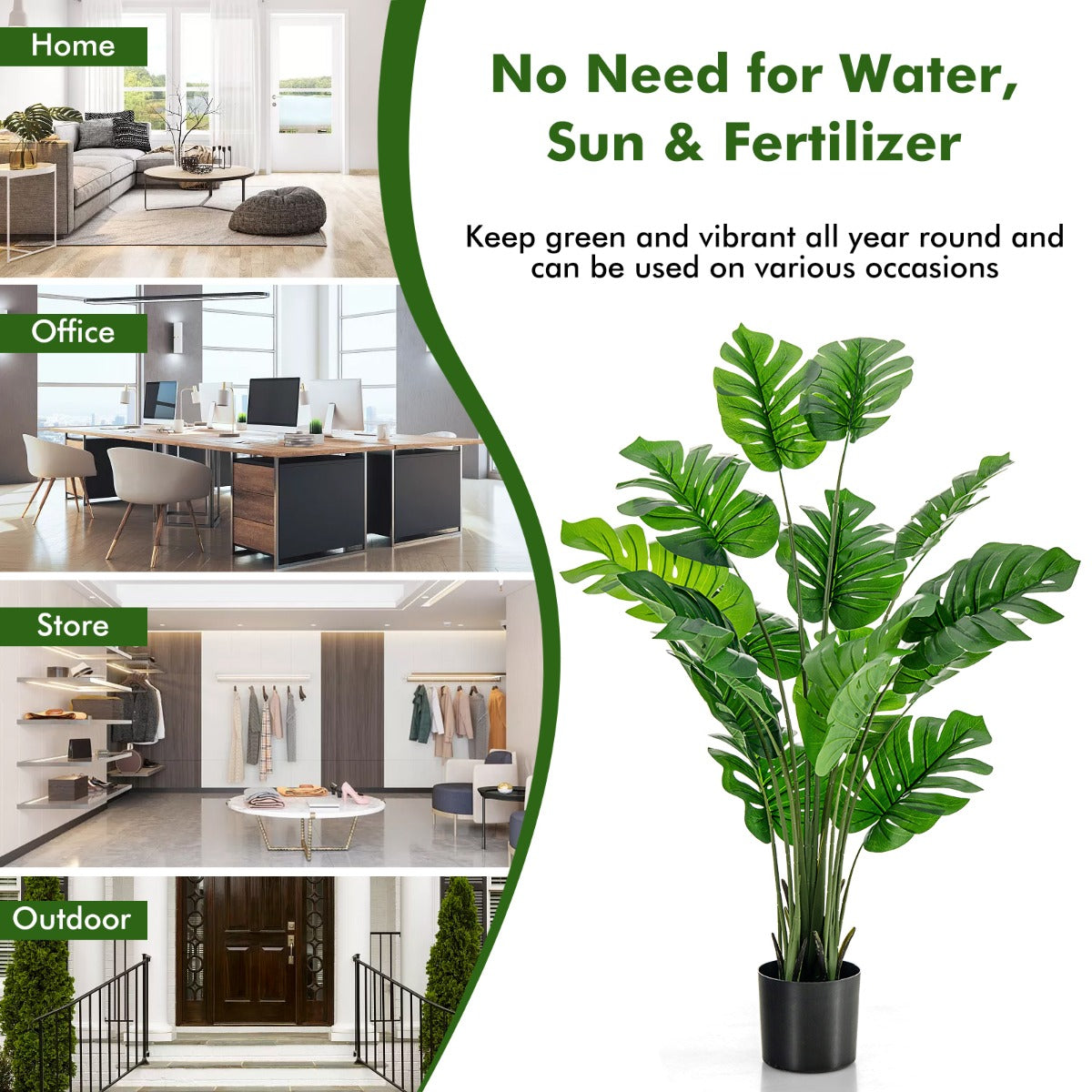 5 Feet Artificial Tree Faux Monstera Deliciosa Plant for Home Indoor and Outdoor