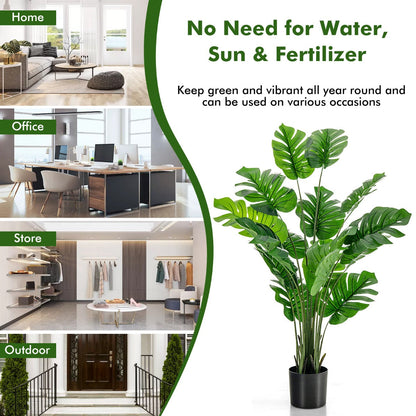 5 Feet Artificial Tree Faux Monstera Deliciosa Plant for Home Indoor and Outdoor