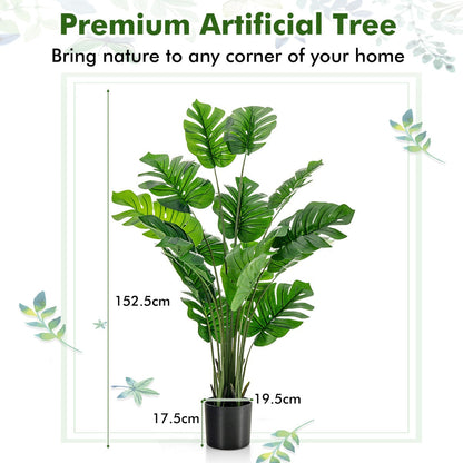 5 Feet Artificial Tree Faux Monstera Deliciosa Plant for Home Indoor and Outdoor