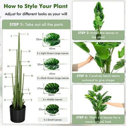 5 Feet Artificial Tree Faux Monstera Deliciosa Plant for Home Indoor and Outdoor