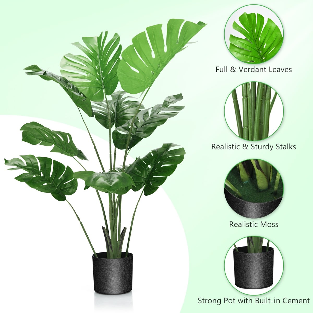 120cm/152cm Artificial Monstera Plants for Indoor Decoration-1.2M