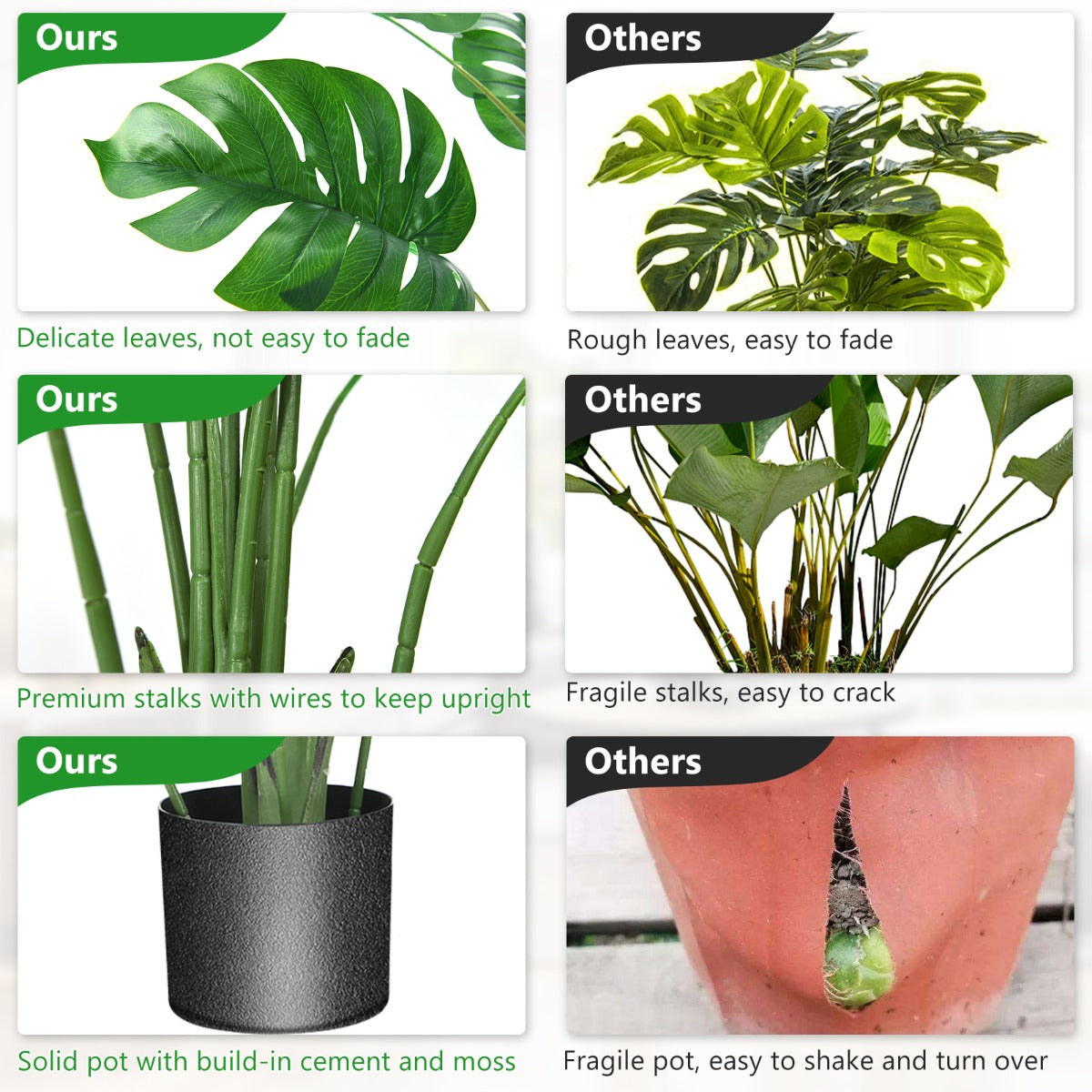 120cm/152cm Artificial Monstera Plants for Indoor Decoration-1.2M