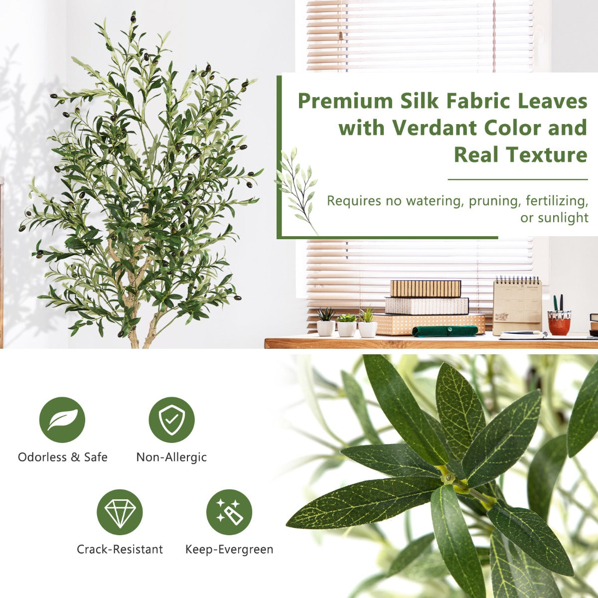 182cm Artificial Olive Tree with 72 Fruits-1 Pack