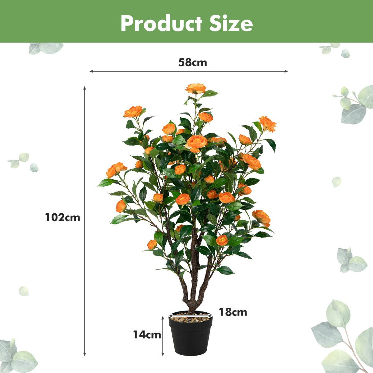 3.3 Feet Artificial Camellia Tree for Indoor and Outdoor