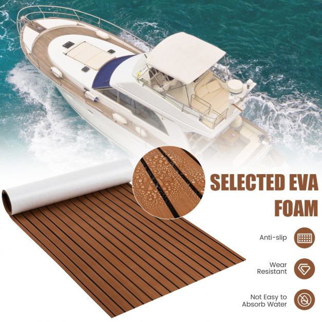 240 x 90 cm Non-Slip Marine Carpeting Mat-Brown