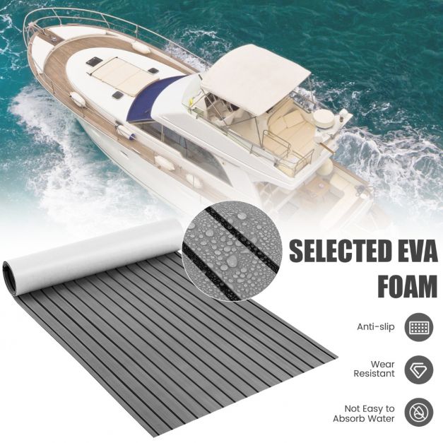 240 x 90 cm Non-Slip Marine Carpeting Mat-Grey