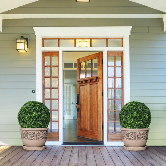 Set of 2 Artificial Topiary Balls 48cm Faux Boxwood Balls-No Flower