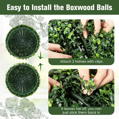 Set of 2 Artificial Topiary Balls 48cm Faux Boxwood Balls-No Flower