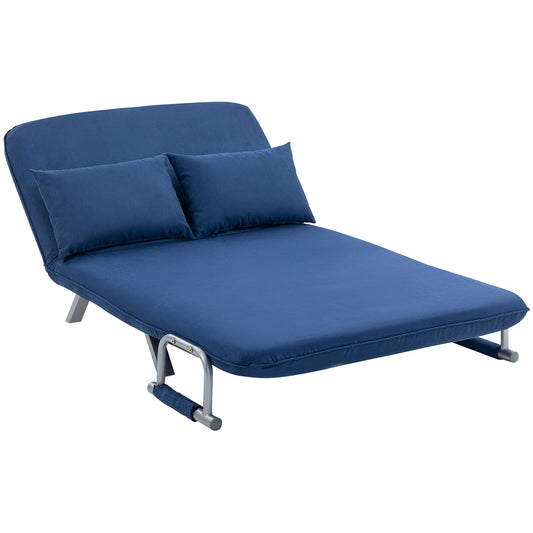 HOMCOM Two-Seater Click-Clack Sofa Bed - Dark Blue