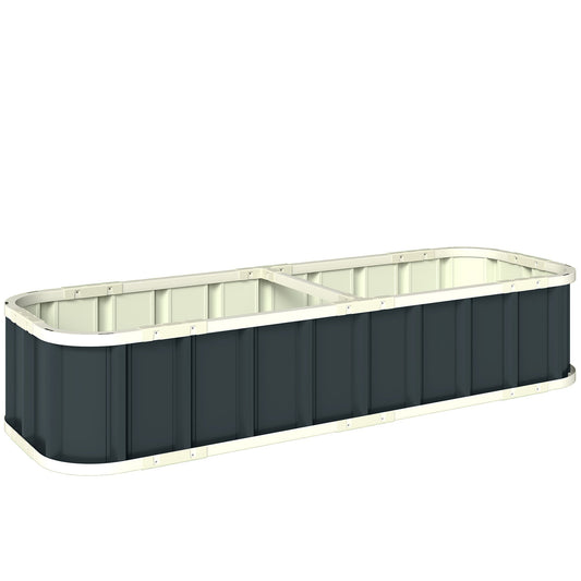 Outsunny Galvanised Raised Garden Bed, 5 x 2 x 1 ft Metal Planter with Gloves and Folded Edging, Dark Grey