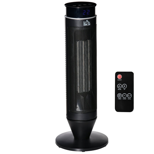 HOMCOM 21 Inch Space Heater, 1000W/2000W Ceramic Electric Heater and Fan, Overheating & Tip-Over Protection, 8H Timer, 42¡ Oscillation, Portable Heater for Home