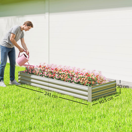 Outsunny Metal Raised Garden Bed Planter Box in Silver, image 2