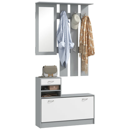 HOMCOM Three-in-One Hallway Storage Set - Grey/White