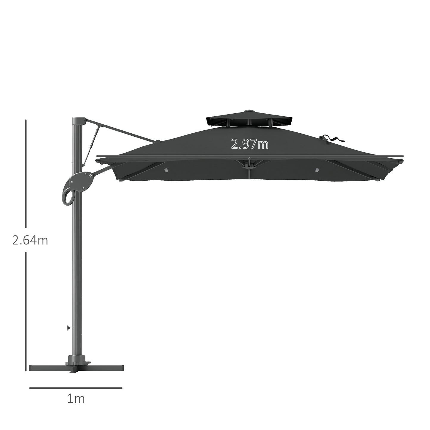 Outsunny 3m gruby materiałowy parasol ogrodowy z podstawą krzyżową - szary